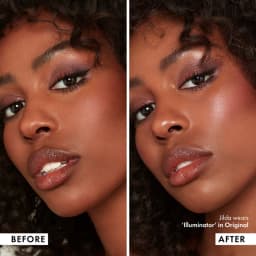 Avant après Illuminator ICONIC London teinte Original sur peau foncée
